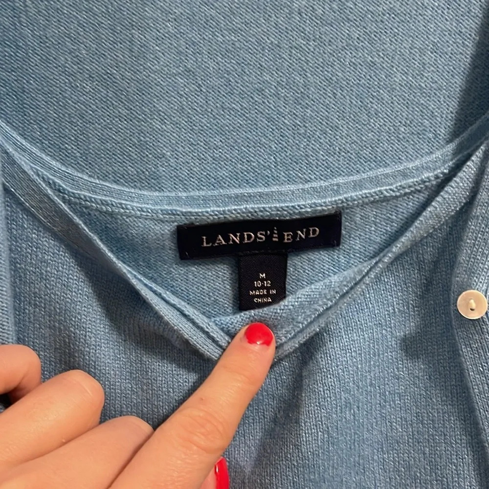 Lands End 2 Piece Baby Blue Tank Top and Open Cardigan Set - Picture 7 of 8